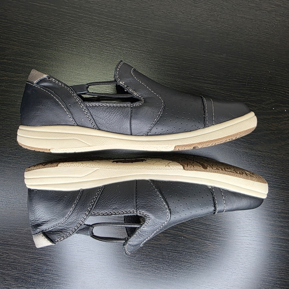 Earth Origins Elizabeth Wide Shoes Women Color Black Leather Slip On Size 6 - Picture 9 of 12